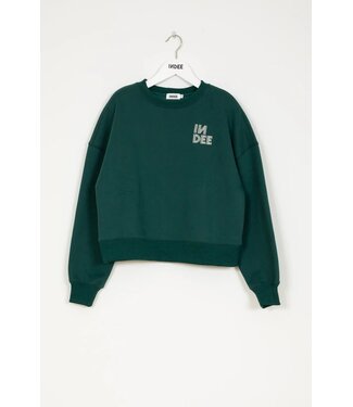 INDEE ROUND NECK EMBROIDED LOGO SWEATER PINE GREEN