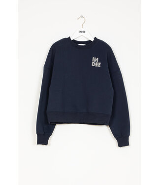 INDEE ROUND NECK EMBROIDED LOGO SWEATER NAVY