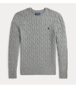Ralph Lauren CABLE CN SWEATER CASHMERE FAWN GREY HTHR/RL NAVY