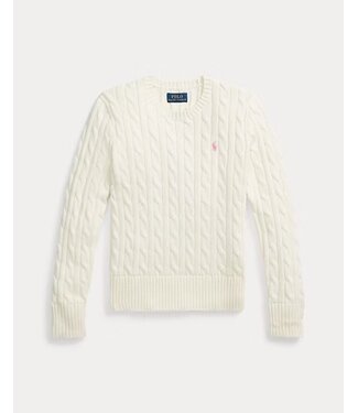 Ralph Lauren CABLE CREWNECK MEISJES SWEATER WARM WHITE W/HINT OF PINK