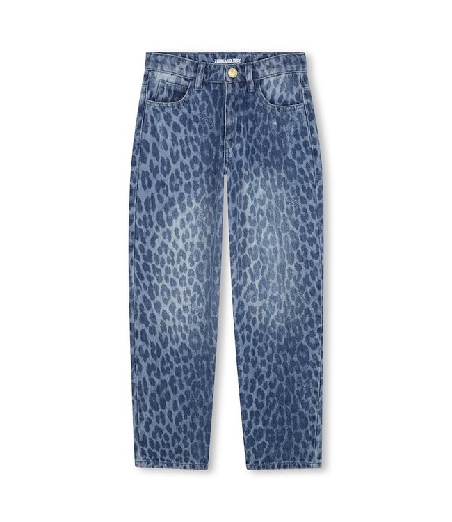 Zadig & Voltaire Denim in leo print wide fit regular waist blauw