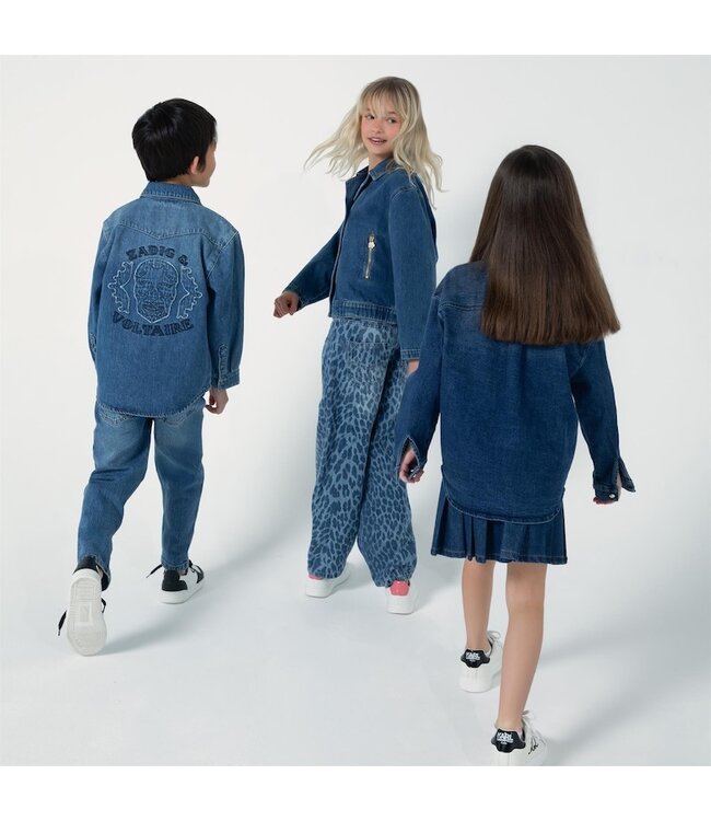 Zadig & Voltaire Denim in leo print wide fit regular waist blauw