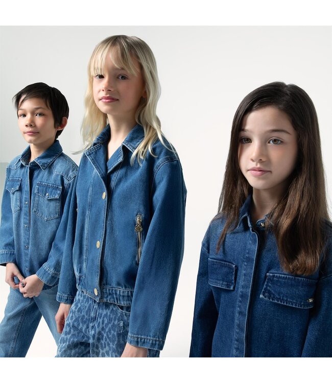 Zadig & Voltaire Denim in leo print wide fit regular waist blauw