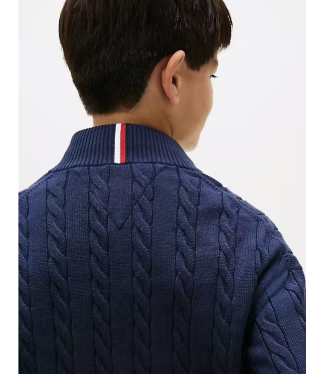 Tommy Hilfiger COTTON CABLE HALF ZIP Dark Night Navy