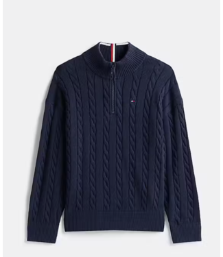 Tommy Hilfiger COTTON CABLE HALF ZIP Dark Night Navy