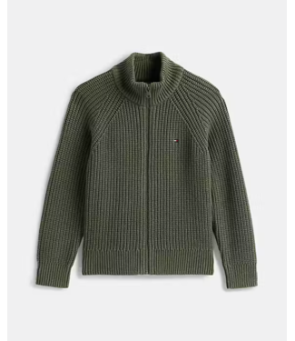 Tommy Hilfiger HALF CARDIGAN FULL ZIP Pewter Green