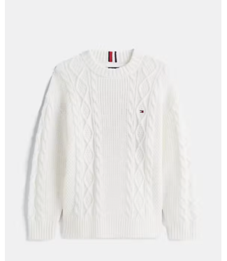 Tommy Hilfiger COTTON CABLE MIX SWEATER Ivory Silk
