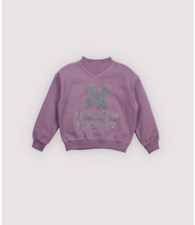 The New Society TNS Logo Rib Collar Sweatshirt Grape Bliss