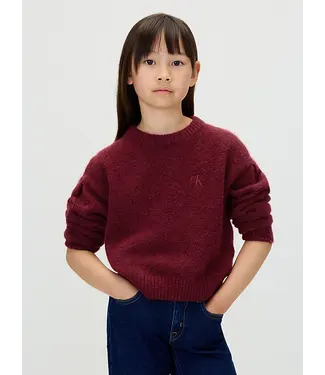 Calvin Klein BOX PLEAT FLUFFY SWEATER Raspberry Chocolate