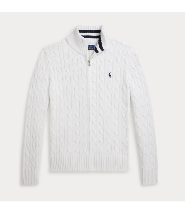 Ralph Lauren CABLE SWEATER-FULL ZIP WHITE/C7932