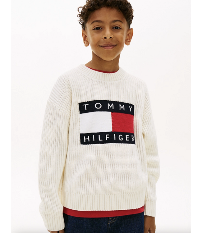 Tommy Hilfiger HERITAGE FLAG SWEATER IVORY SILK