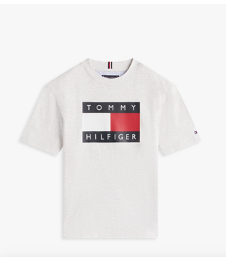 Tommy Hilfiger HERITAGE PRINTED FLAG T-SHIRT LIGHT GREY HEATHER