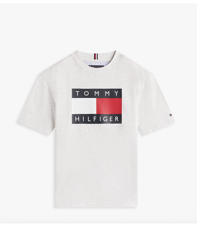 Tommy Hilfiger HERITAGE PRINTED FLAG T-SHIRT LIGHT GREY HEATHER