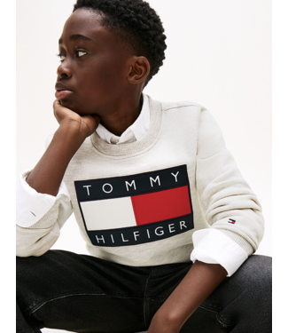 Tommy Hilfiger HERITAGE FLAG SWEATER LIGHT GREY HEATHER