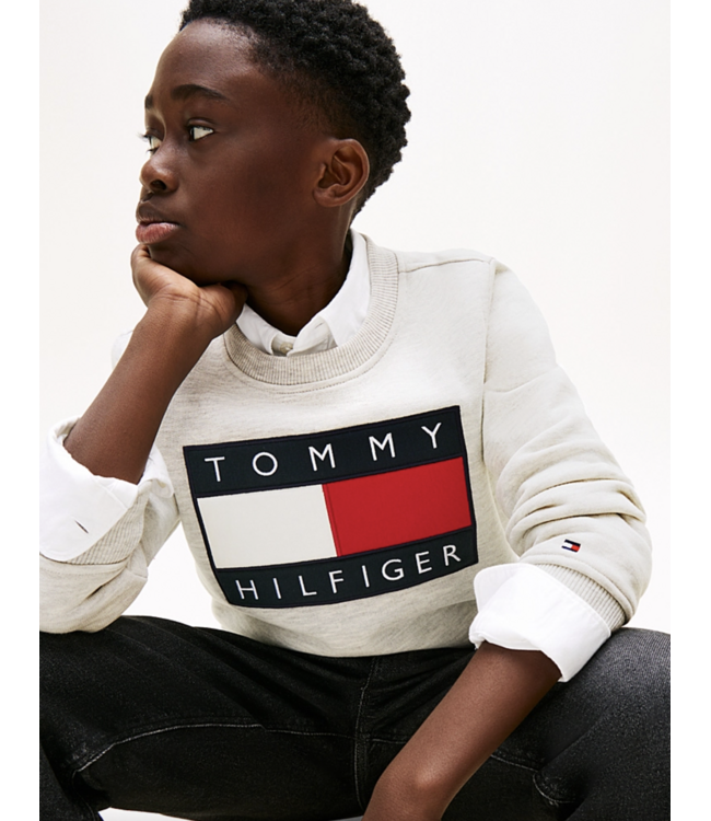 Tommy Hilfiger HERITAGE FLAG SWEATER LIGHT GREY HEATHER
