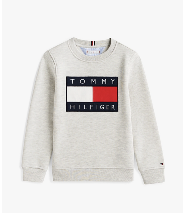 Tommy Hilfiger HERITAGE FLAG SWEATER LIGHT GREY HEATHER