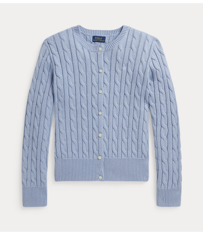 Ralph Lauren CABLE CHAMBRAY BLUE METALLIC CARDIGAN