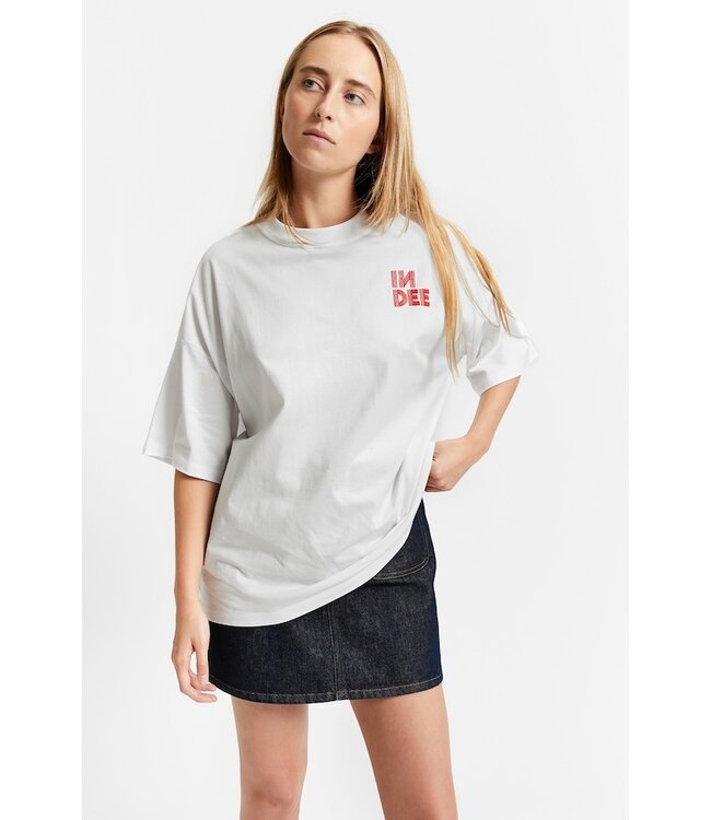 INDEE OVERSIZED T SHIRT W/PRINT AT BACK OFF WHITE