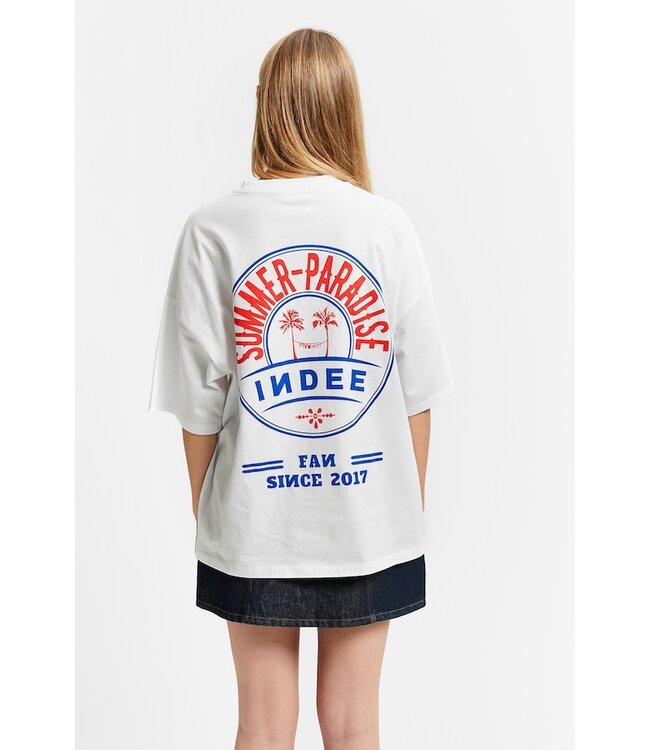 INDEE OVERSIZED T SHIRT W/PRINT AT BACK OFF WHITE