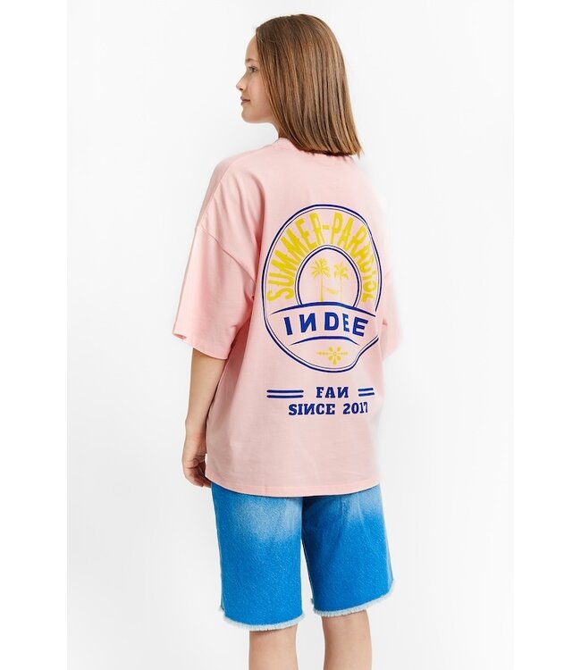 INDEE OVERSIZED T SHIRT W/PRINT AT BACK BEGONIA PINK