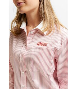 INDEE STRIPED SHIRT WITH EMBROIDERY PINK