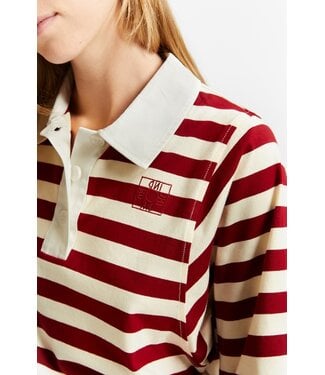 INDEE LARGE STRIPES POLO T SHIRT ROOIBOS RED