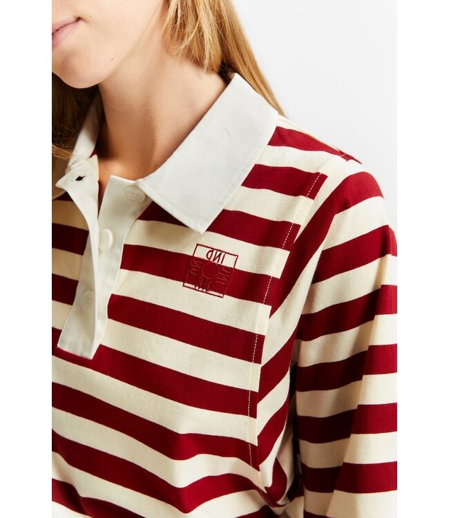 INDEE LARGE STRIPES POLO T SHIRT ROOIBOS RED