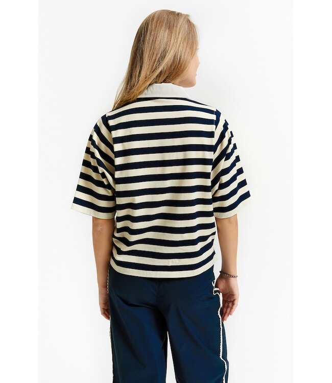 INDEE LARGE STRIPES POLO T SHIRT NAVY