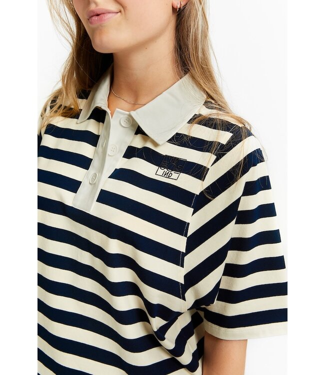 INDEE LARGE STRIPES POLO T SHIRT NAVY