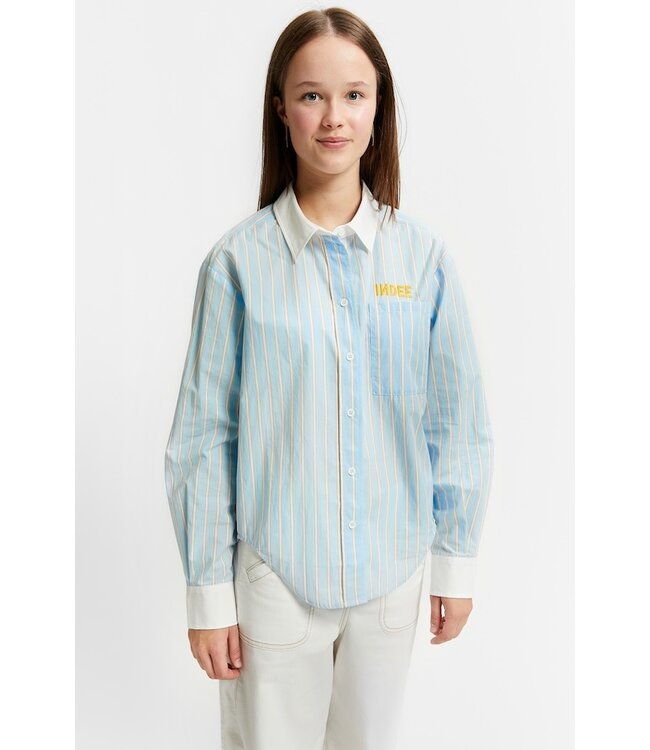 INDEE STRIPED SHIRT WITH EMBROIDERY SKY BLUE