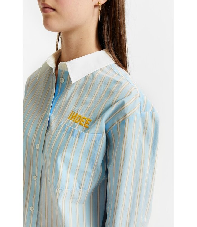 INDEE STRIPED SHIRT WITH EMBROIDERY SKY BLUE