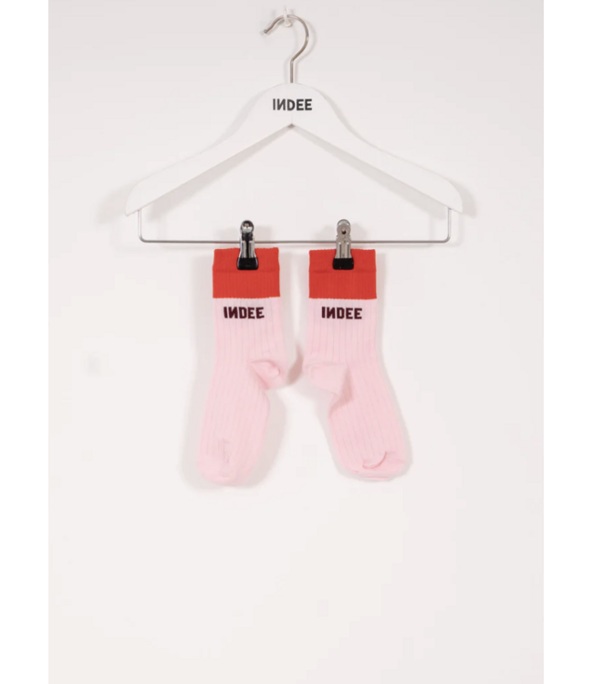 INDEE SHORT BI COLOUR SOCKS WITH LOGO PINK