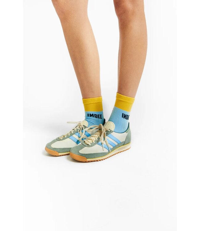 INDEE SHORT BI COLOUR SOCKS WITH LOGO SKY BLUE