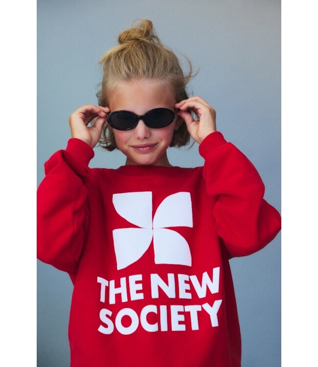 The New Society TNS Logo Teen Sweatshirt Tulip Red
