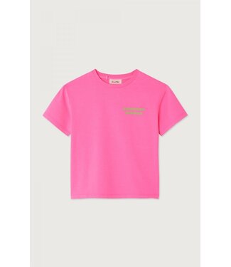 American Vintage T-SHIRT ROSE FLUO BACKPRINT