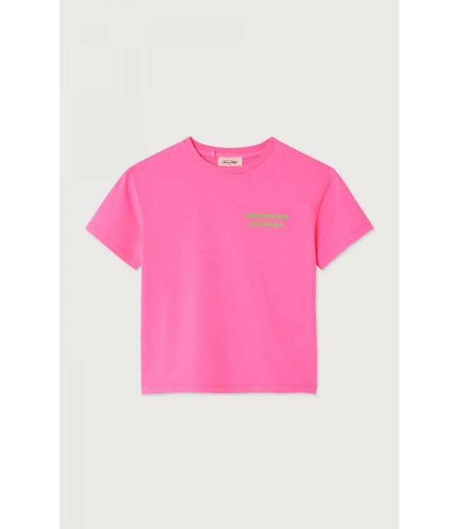 American Vintage T-SHIRT ROSE FLUO BACKPRINT