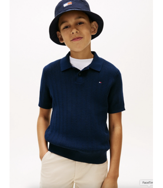 Tommy Hilfiger OPEN STITCH POLO SWEATER SS DARK NAVY
