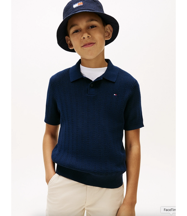 Tommy Hilfiger OPEN STITCH POLO SWEATER SS DARK NAVY