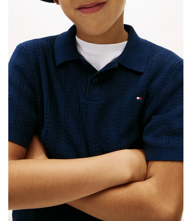 Tommy Hilfiger OPEN STITCH POLO SWEATER SS DARK NAVY