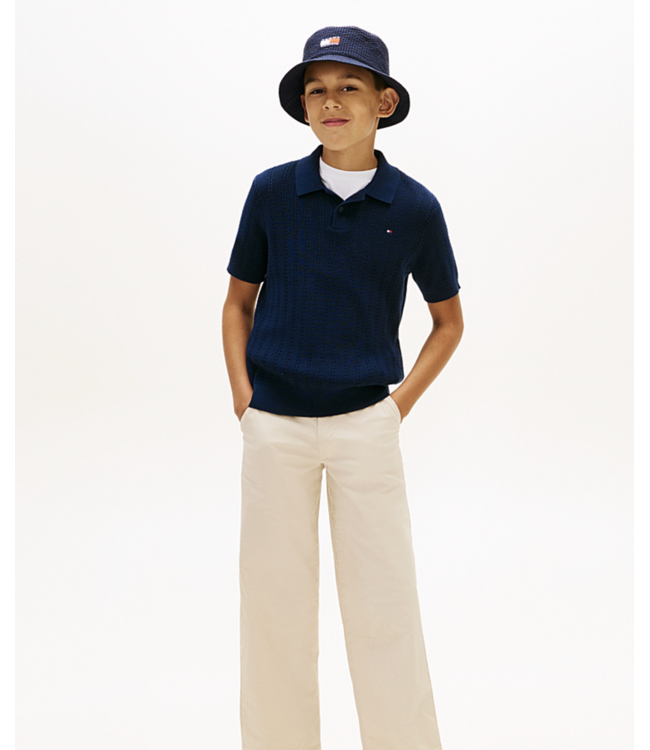 Tommy Hilfiger OPEN STITCH POLO SWEATER SS DARK NAVY