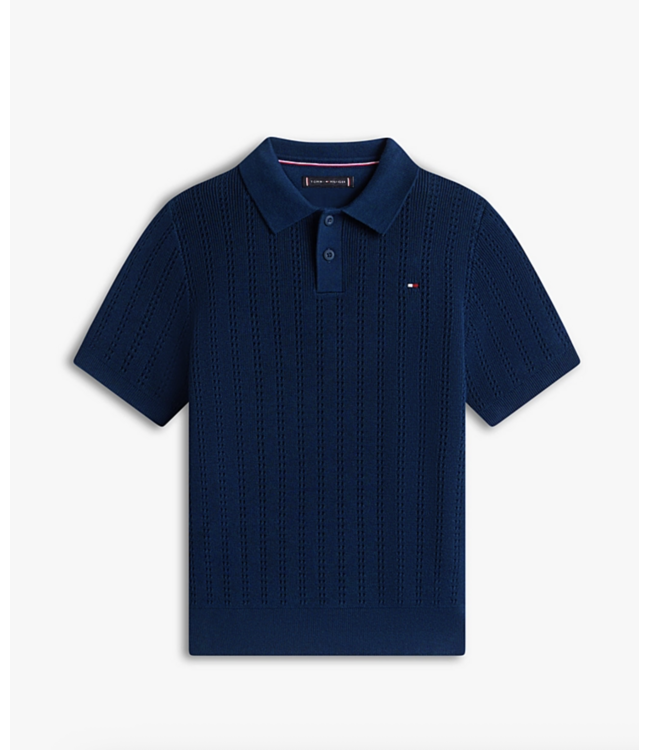 Tommy Hilfiger OPEN STITCH POLO SWEATER SS DARK NAVY
