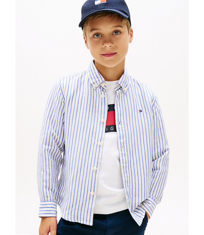 Tommy Hilfiger LINEN BLEND STRIPED SHIRT EMPIRE BLUE STRIPE