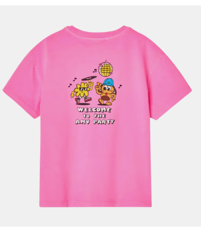 American Vintage T-SHIRT ROSE FLUO BACKPRINT