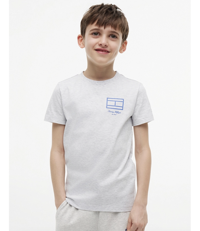 Tommy Hilfiger OUTLINE FLAG GRAPHIC T-SHIRT Light Grey Heather