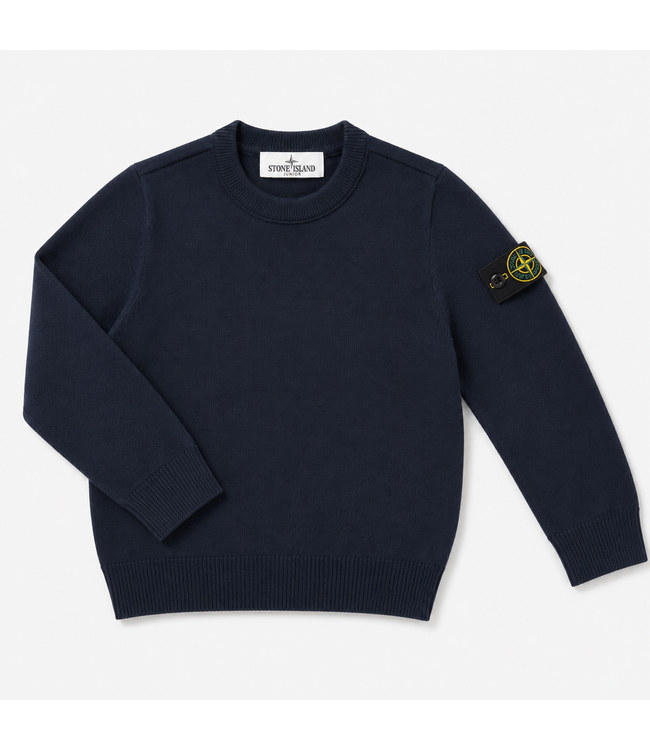 STONE ISLAND WOOL CREWNECK SWEATER NAVY BLUE