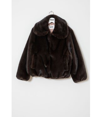 INDEE FAKE FUR JACKET W/COLLAR COFFEE
