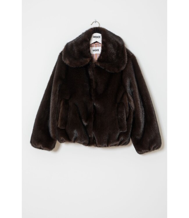 INDEE FAKE FUR JACKET W/COLLAR COFFEE