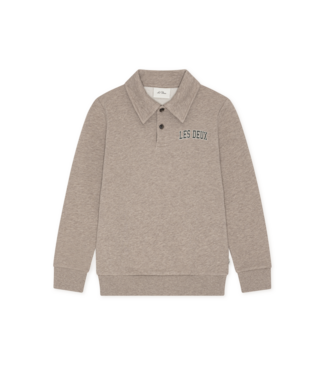 Les Deux College Rugby Polo Sweatshirt DARK SAND MELANGE
