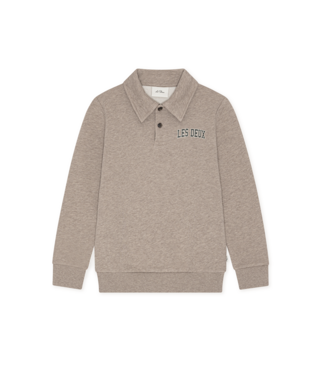 Les Deux College Rugby Polo Sweatshirt DARK SAND MELANGE