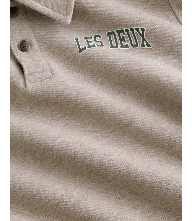Les Deux College Rugby Polo Sweatshirt DARK SAND MELANGE